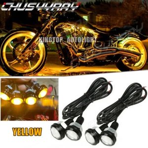4x Pequeñas Luces LED Ámbar Negro DOMO Motocicleta-Chopper-Bobber Señal de Giro - Imagen 1 de 9