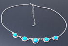 Vintage  Nf Sterling Silver Turquoise Chain Necklace 17"