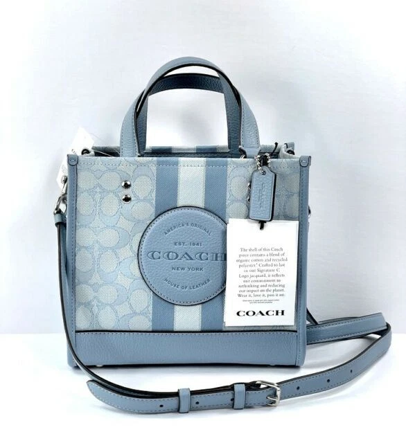 Coach Dempsey Signature Jacquard Women's Tote Bag - Silver/Marble Blue Multi (C8417)