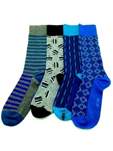 $54 Alfani Mens 4 Pairs Pack Casual Dress Crew Socks Blue Gray Black Shoe 7-12 - Picture 1 of 2