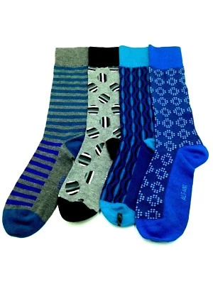 $54 Alfani Mens 4 Pairs Pack Casual Dress Crew Socks Blue Gray Black Shoe 7-12 - Image 1 of 2