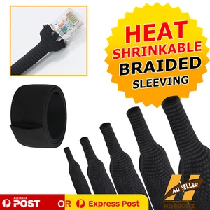 Braided Heat Shrink Sleeve 2:1 Fabric Solar Cable Wrap Noisy Abrasion UV Resist - Picture 1 of 16