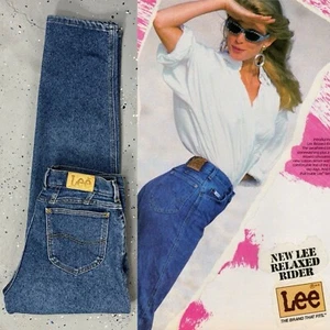 Vintage LEE Riders Relaxed Stretch Blue Jeans High Waist Tapered 12 29.5"X 31" - Picture 1 of 14