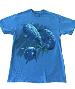VTG 90s Dolphins Sea Turtle Marine T Shirt Single Stitch Tee Size M Made In USA - Picture 1 of 5