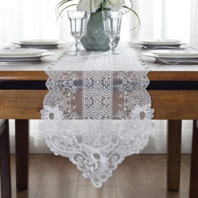 Lace Floral Table Flag Retro Tablecloths Tablerunner Cabinet Cover Home Decors - Image 1 of 4