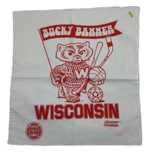 Vintage Bucky Banner Wisconsin Badgers NCAA Bucket Banner 16x16 Taschentuch Neu Posten x5 - Bild 1 von 9