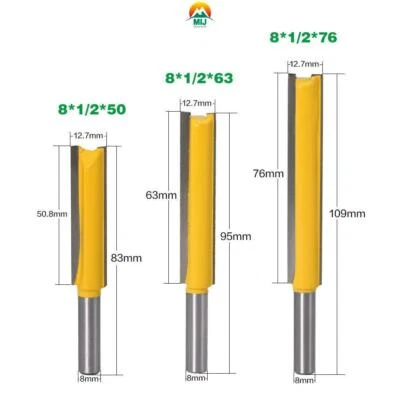 8mm Schaft 1/2inch Lange Gerade Holzbearbeitung  Bündiger Schaftfräser Oberfräse - Bild 1 von 4