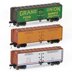 1 Unit Model Railway Wagon N Scale 1:150 40' Wood side Reefer 40ft Boxcar - Picture 1 of 15