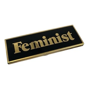 Gold Feminist Enamel Pin by Seltzer Goods - Black and Gold Rectangular - Bild 1 von 5