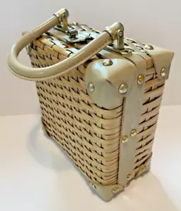 Vtg 1950s Simon Wicker Vinyl Purse Handbag styled by Ernest Blum Hong Kong - Picture 1 of 12