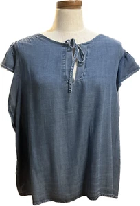 Time and Tru Women Sleeveless Henley Top Blue XL - Picture 1 of 3