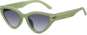Cat Eye Sunglasses for Women Trendy Classic UV400 Green/Gradient Grey - Picture 1 of 6