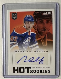 2013-14 Score Hot Rookies Signatures Mark Arcobello #606 Rookie Auto RC Oilers - Picture 1 of 2