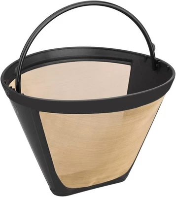 Gold Reusable #4 Cone Coffee Filter - Metal Mesh, Fits 6-12 Cups, Washable - Image 1 of 4