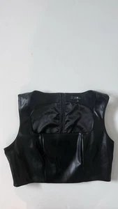 7 for All Mankind Women's Faux Leather Croc Crop Back Zip Top Size L - Picture 1 of 5