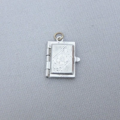 Sterling Silver Folding Book Locket Charm or Pendant with Engraving - Image 1 of 4