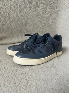 Scarpe Coach C8965 Sneakers Uomo 8 Blu Pelle Tela Basse Logo Monogram - Foto 1 di 9