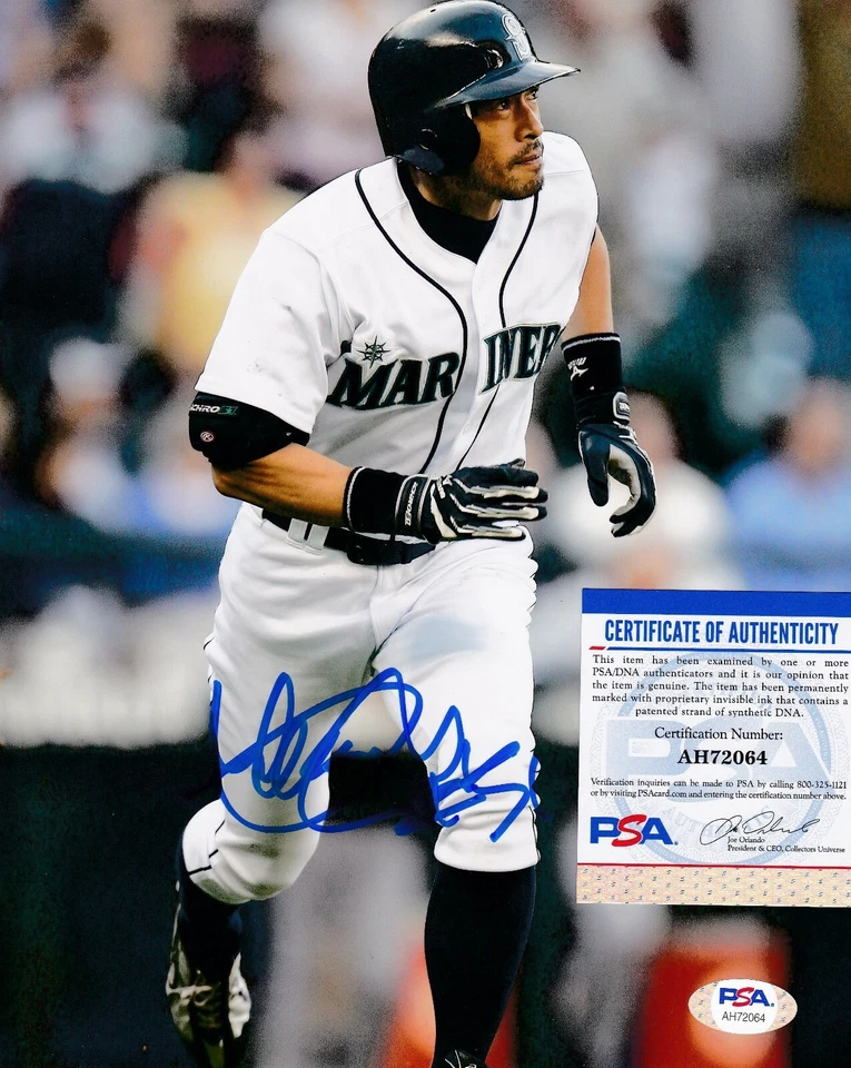 ICHIRO SUZUKI  SEATTLE MARINERS  PSA/DNA AUTHENTICATED  ACTION SIGNED 8x10 - Image 1 of 1