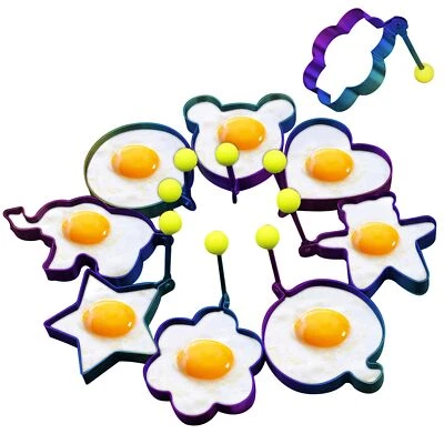 Rainbow Set Fried Egg Rings Molds Non Stick for Griddle Pan Egg Shaper Pancak... - Image 1 of 4