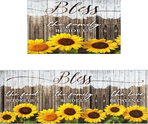 Sunflower Kitchen Rugs Sets of 2 Sunflower Kitchen Mat Washable Non-Slip Kitchen - Picture 1 of 12