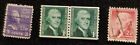 Thomas Jefferson 3 Stamp Vintage Special 1938 Purple, 1968 Green and 1954 Rose