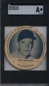 1952 BLUE Dixie Ice Cream Lid Cass Michaels 2 11/16" Velvet RARE SGC - Picture 1 of 2