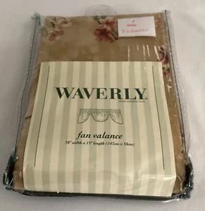 Waverly Fan Valance Floral 58" x 15" Red Flowers on Beige Background - Picture 1 of 10