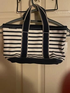 Lands End Blue and White Tote Bag with open Top - used IN GREAT CONDITION - Picture 1 of 4