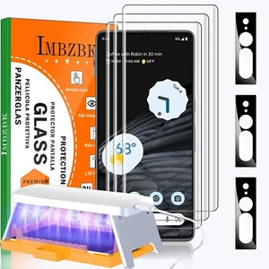 IMBZBK 3+3 Pack UV Google Pixel 7 Pro Screen Protector Tempered Glass & Lens - Picture 1 of 7