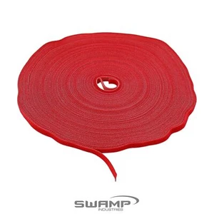 SWAMP Hook and Loop Cable Tie Roll 50m Red Reusable Double Sided - Foto 1 di 1