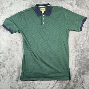Camisa Woolrich Para Hombre Grande Polo a Rayas Verde Marfil Manga Corta Informal Exterior - Imagen 1 de 8
