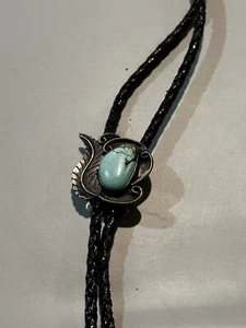 BENNET BOLO TIE STERLING SILVER AND TURQUOISE - Picture 1 of 4