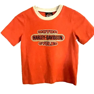 Harley-Davidson Youth Boys Short Sleeve Orange Size 6 - Picture 1 of 4