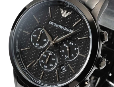 NUEVO Reloj de vestir genuino EMPORIO ARMANI cronógrafo 43 mm esfera negra para hombre AR2485 Foto 1 de 4