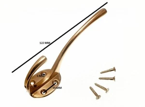 Single Hat And Coat Robe Hanger Clothes Hook Polished Brass Pack Of 2 - Picture 1 of 1
