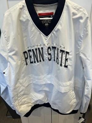 Penn State Nitt Lions Franchise Club Rain/Wind V-Neck Pullover White XL NWT - Image 1 of 4