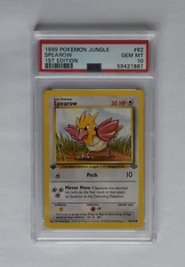 PSA 10 GEM MINT POKEMON 1999 1ST EDITION JUNGLE SPEAROW ENGLISH - Picture 1 of 2