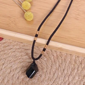 Natural Black Tourmaline Stone Pendant Healing Chakra Quartz Crystal Necklace - Picture 1 of 6