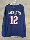 Nouvelle-Angleterre Patriots chemise garçons moyen #12 Tom Brady manches longues jeunesse