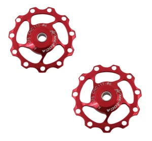 Jockey Wheel Shimano/Sram (pair) 11T T7075 4/5/6mm Sealed Bearing Meroca Red - Picture 1 of 3