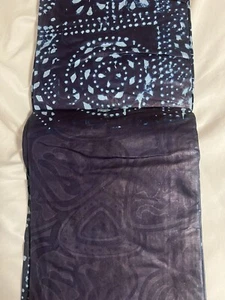 AFRICAN HAND DYED ADIRE,SHIBORI,SASHIKO,ALARODUDU-INDIGO 100% COTTON WAX BATIK - Picture 1 of 3