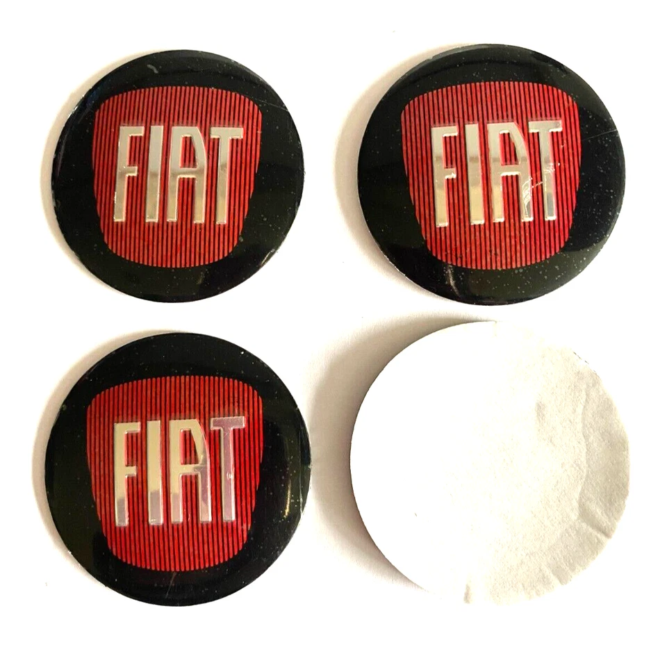 PEGATINAS CENTRALES RUEDA ALUMINIO CON INSIGNIA ROJA COMPATIBLE FIAT 50MM. PUBLICACIÓN GRATUITA Foto 1 de 1