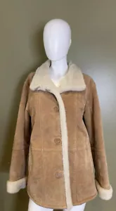 GALLERY TAN LEATHER COAT WOMENS MEDIUM - Picture 1 of 2
