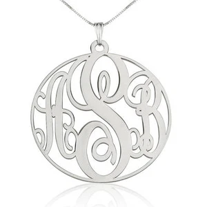 XL Customized Any Initials Monogram Necklace- Personalized Style Pendant - Picture 1 of 7
