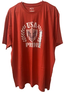 Men’s T-shirt Size XXL 2X Short Sleeve USA Pride Red New - Picture 1 of 2