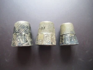 3 ditali da cucire vintage in argento sterling misura 8 11 12 - Foto 1 di 5