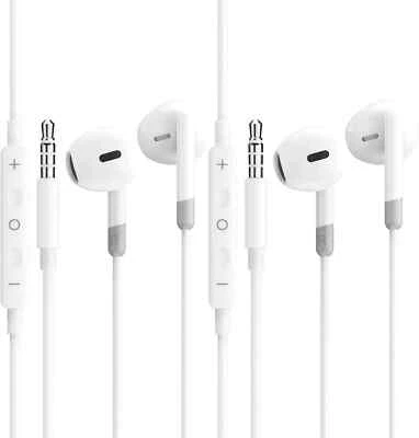 2X Wired Headphones with 3.5mm Plug Built-in Microphone & Volume Control - Image 1 of 4