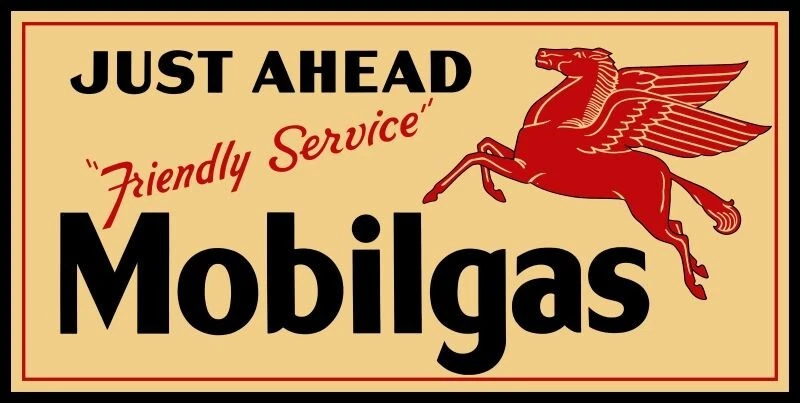 Mobil Gas, Pegasus - Estación Adelante NUEVO Letrero 24x48" EE. UU. ACERO XL Tamaño 10 lb Foto 1 de 1