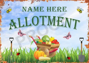 Allotment Personalised Metal Sign Hanging Plaque Name Text Garden Humour Chic - Picture 1 of 1