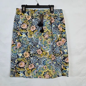 Loft schwarz bunt Blumen Paisley Gobelin Druck Kordelzug Rock Small Petit - Bild 1 von 11